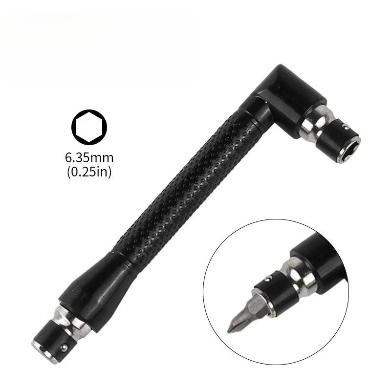 L Type 1/4 Hexagon Screwdriver Bit 90 Degree Double End Handle Black 6.35mm Wrench Tool for Matching Bits Set
