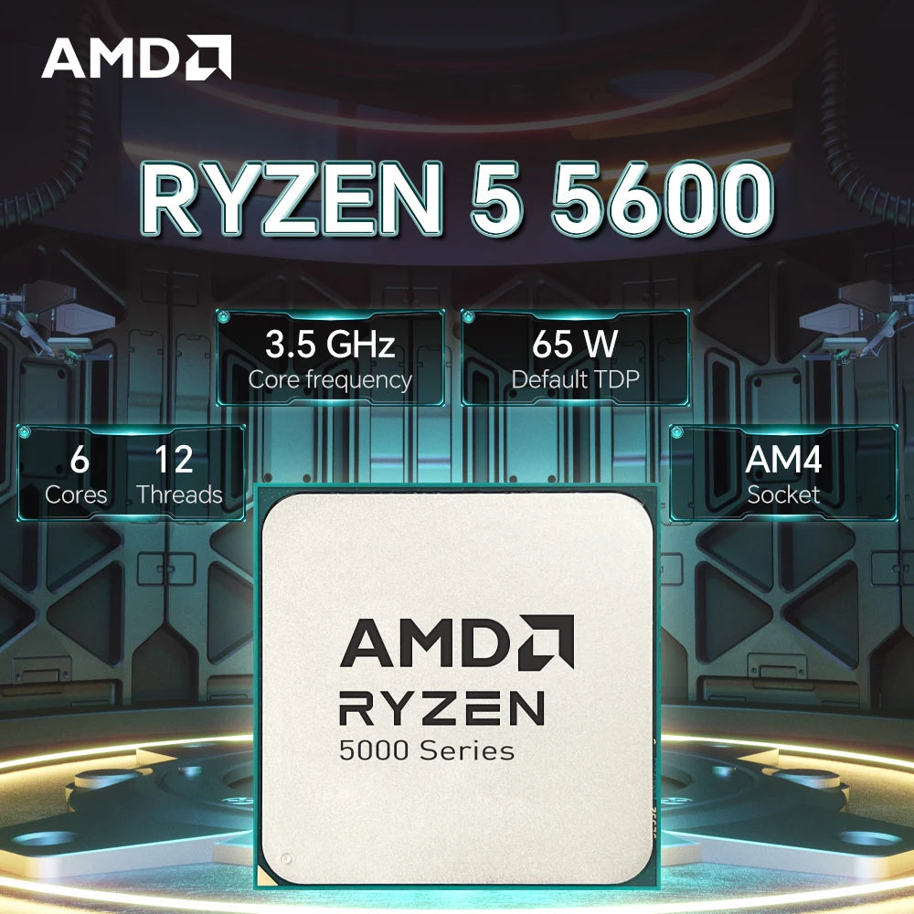AMD Ryzen 5 5600 3.5GHz NEW L3=32M Processor 7NM 65W 6-Core 12-Thread R5 5600 Socket AM4 DDR4 but No Fan