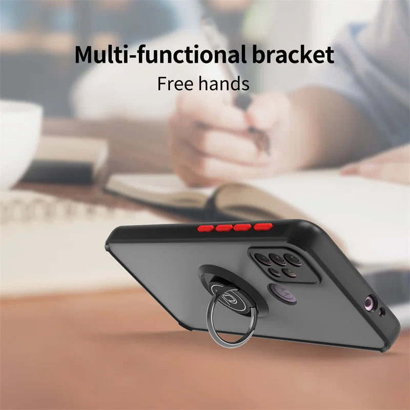 Funda For Motorola G10 G20 G30 Case Shockproof Armor Magnetic Holder Ring Case For Moto G31 G41 G51 G71 Hard PC Matte Back Cover