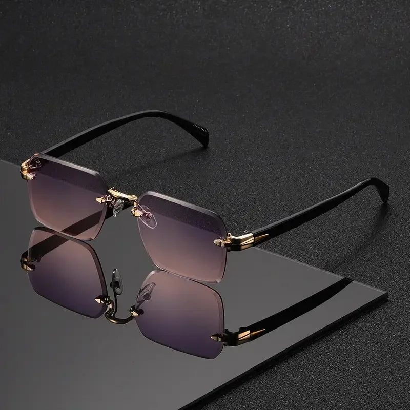 Rimless Rectangle Sunglasses for Women and Men – Fashion Small Square Frameless Shades, Summer Travel UV400 Protection Eyewear, Classic Unisex Oculos