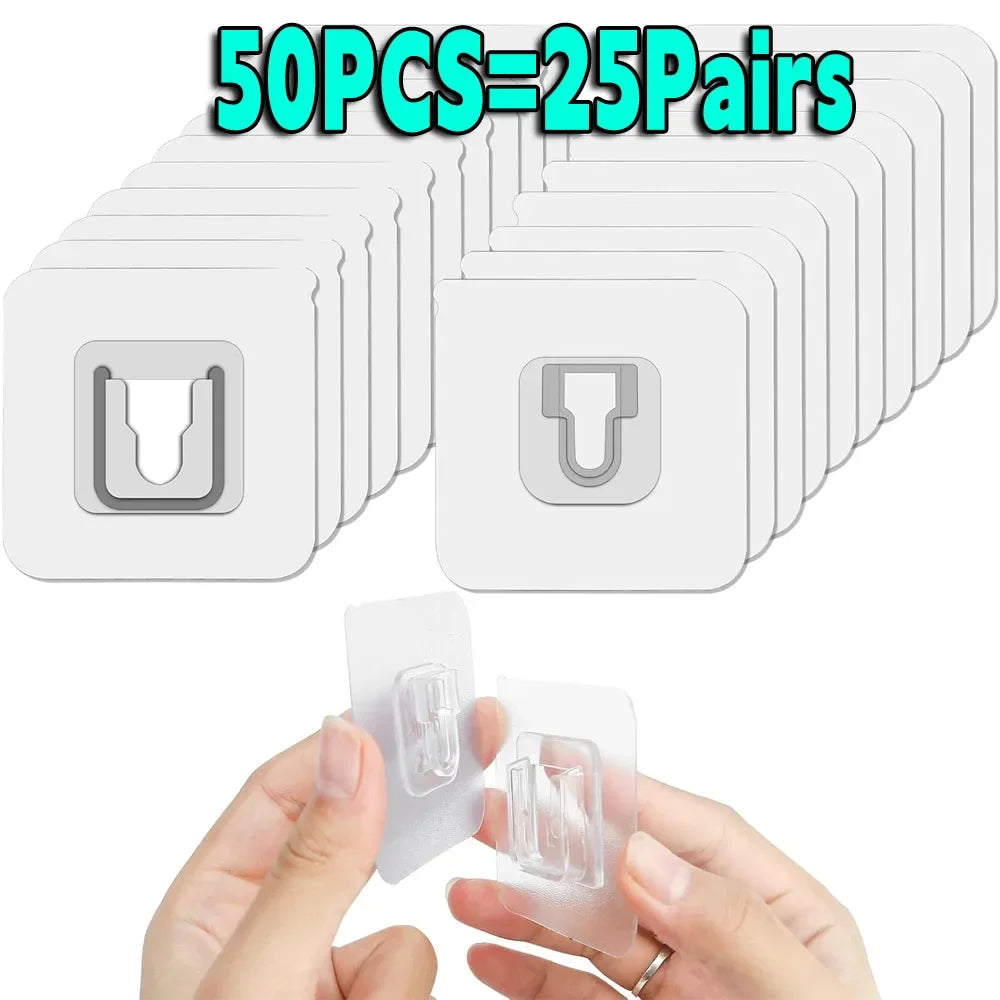 Double-Sided Adhesive Wall Hooks Hanger Strong Transparent Suction Cup Sucker Hooks Kitchen Bathroom Storage Plug Socket 2030