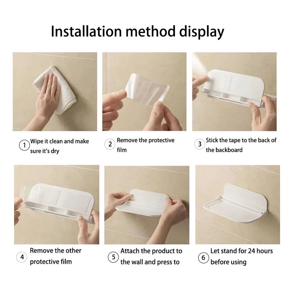 Folding Wall Mounted Shelf Saving Space Foldable Storage Rack Punch-Free Phone Holder Wifi Router Storage Tray BathroomOrganizer