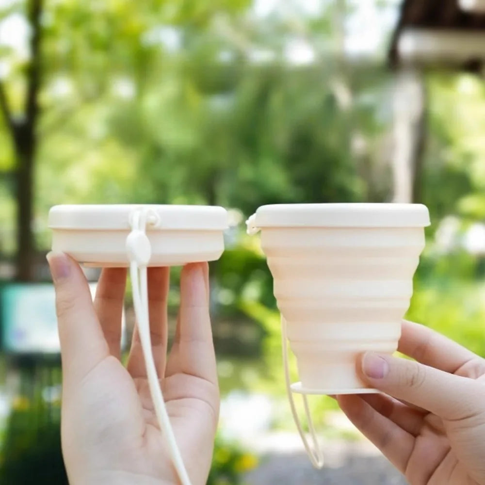 Collapsible Travel Cup Portable Folding Water Bottle for Camping, Hiking & Outdoor Activities, Space-Saving Silicone Drinkware