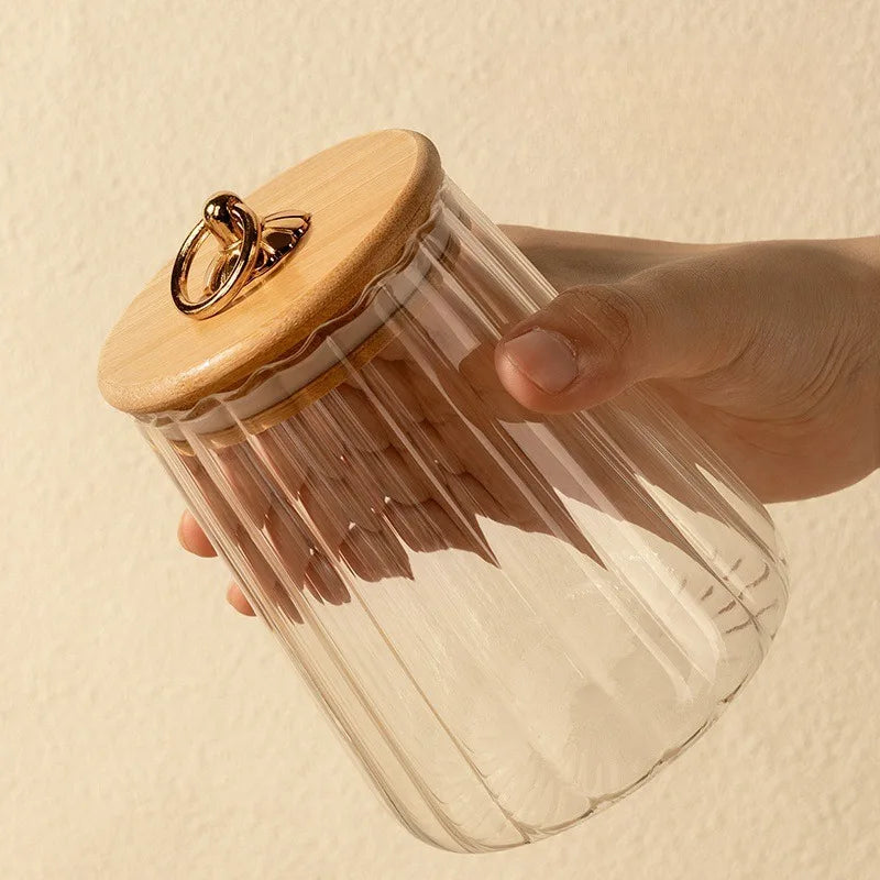 sealed glass jar with spoon and lid Clear Spice jar Small food storage container Sugar jar Tea jar Kitchen coffee jar