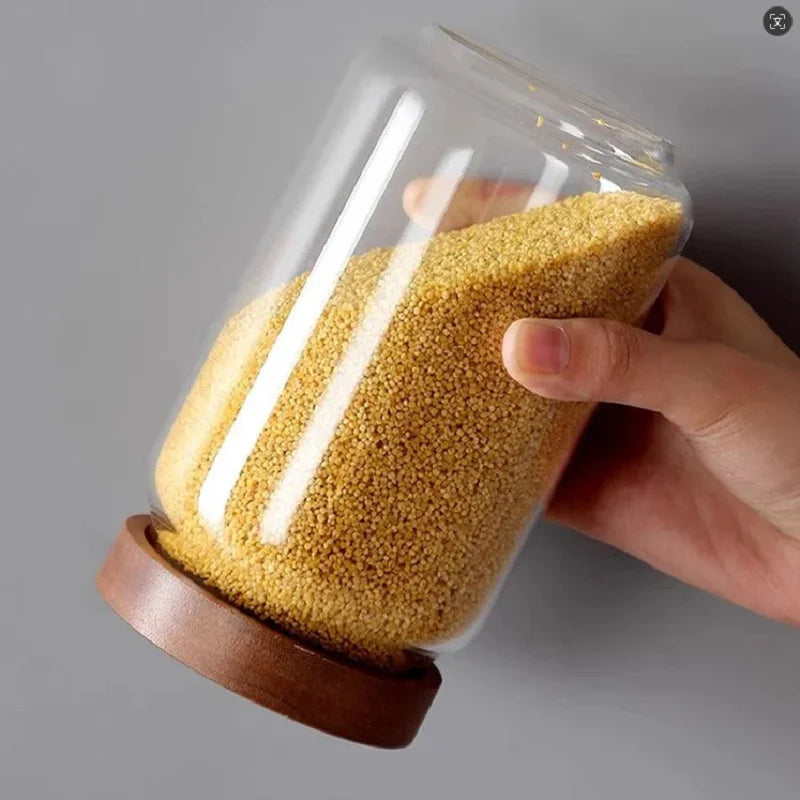 450/750/1000/1500ML Glass Food Storage Canisters, BPA-Free Kitchen Jars with Airtight Bamboo Lids for Pasta Coffee Beans&Candies