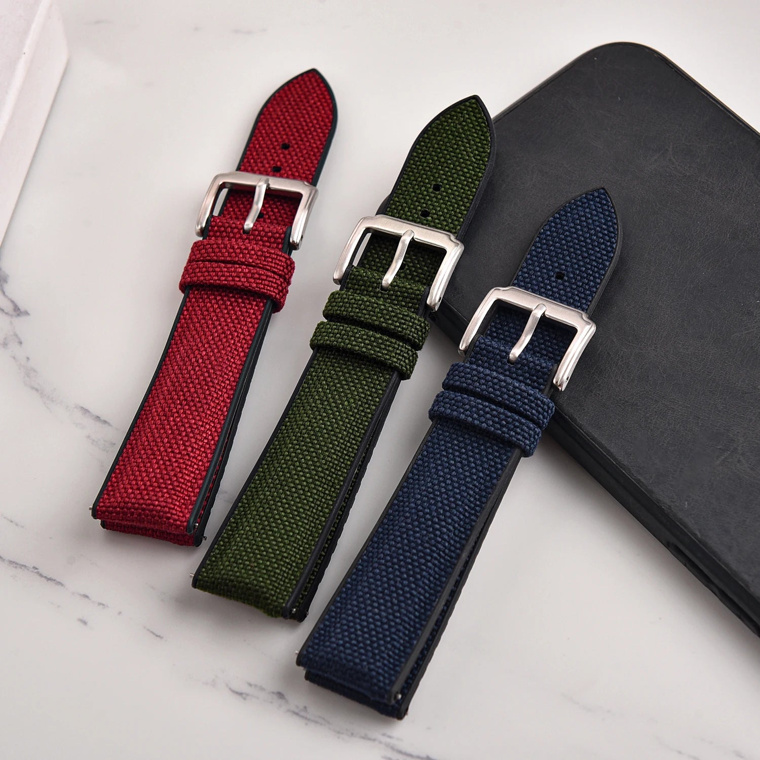 18/19/20/21/22mm For Cordura Sailcloth Nylon Strap Silicone Rubber Quick Release Band for Seiko Omega Cartier Smartwatch Belt