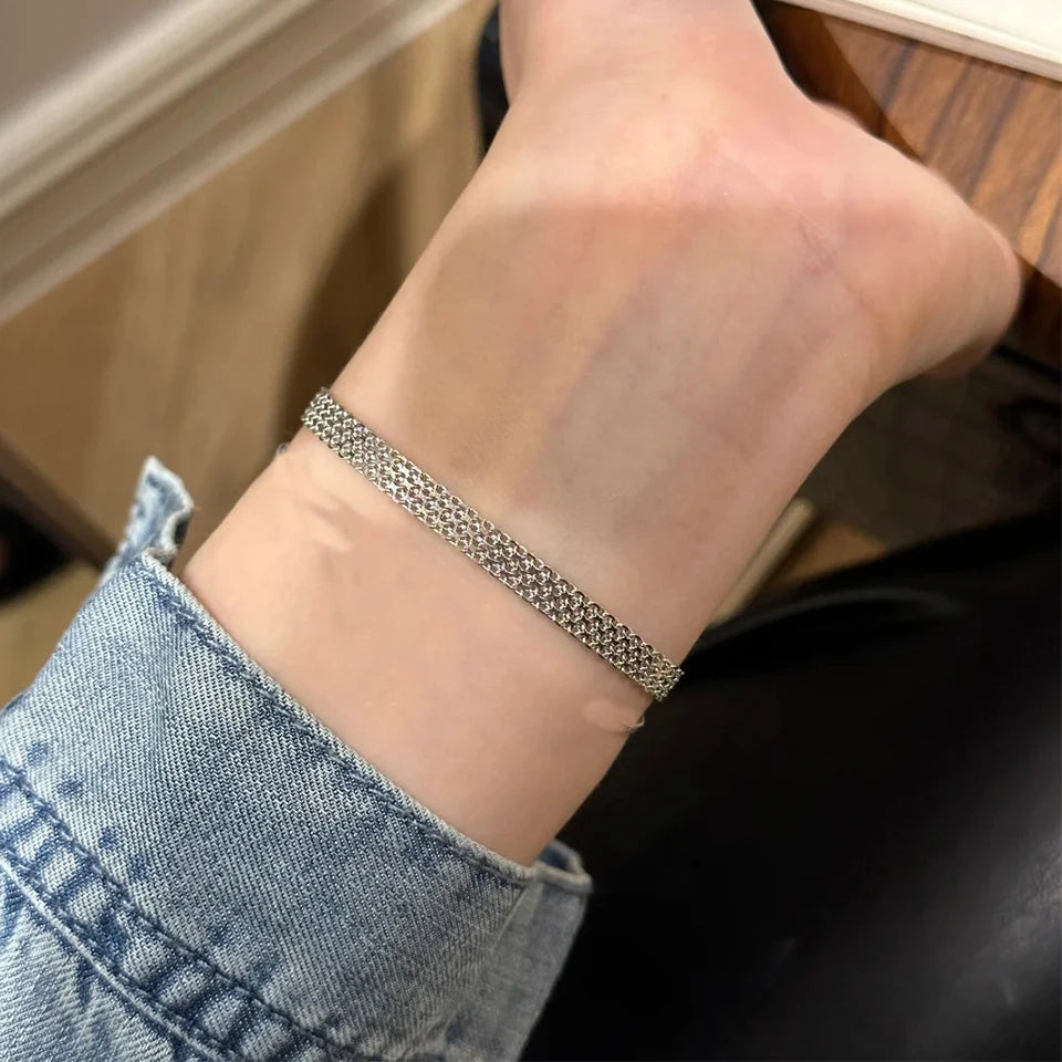 ZAKOL Vintage Sliver Gold Color Woven Strap Bracelet for Women Watch Strap Bracelets Daily Simple Versatile Jewelry Gif