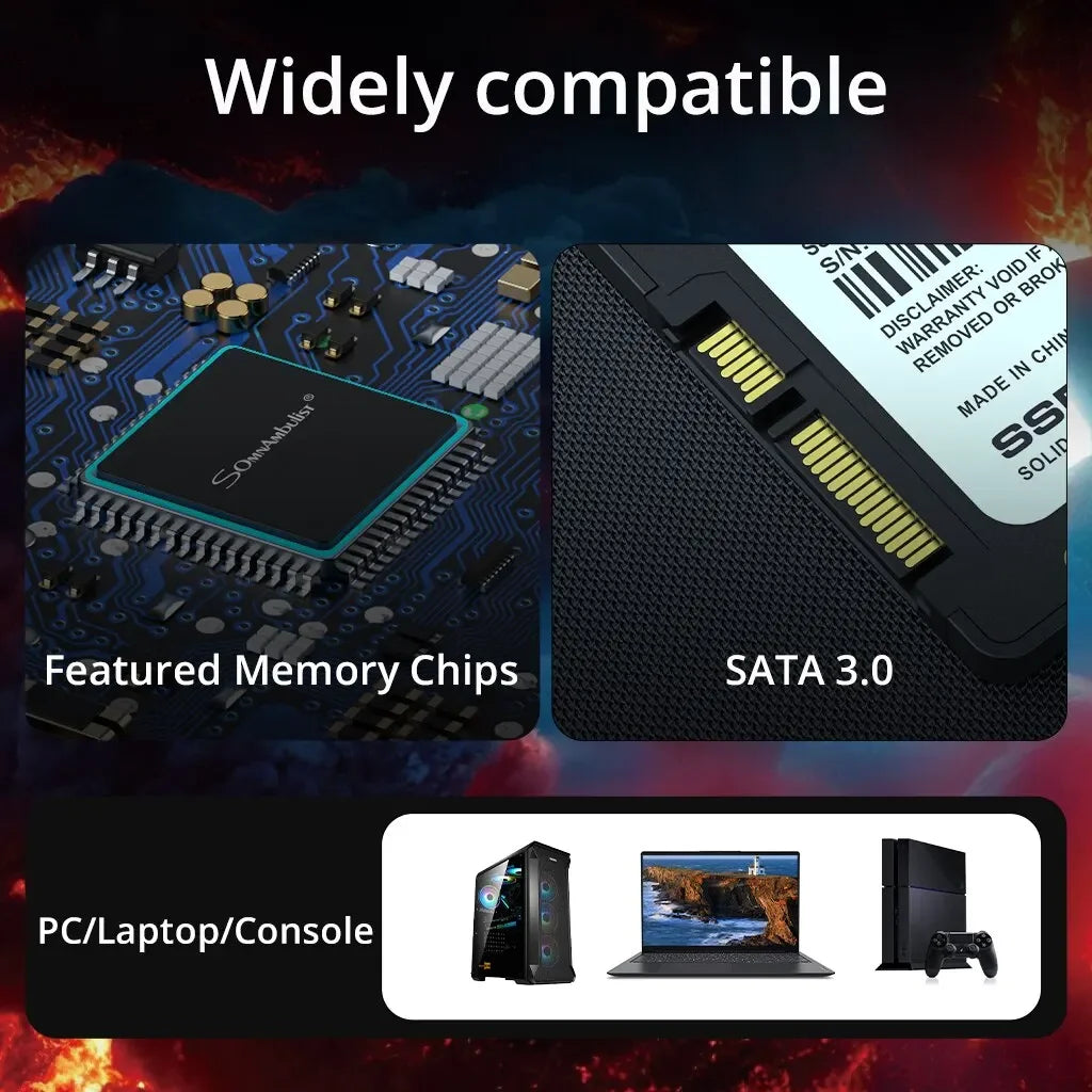 Reliable Internal 2.5'' SATA3 SomnAmbulist SSD 128GB/240GB/512GB/1TB/2TB for PC Laptop