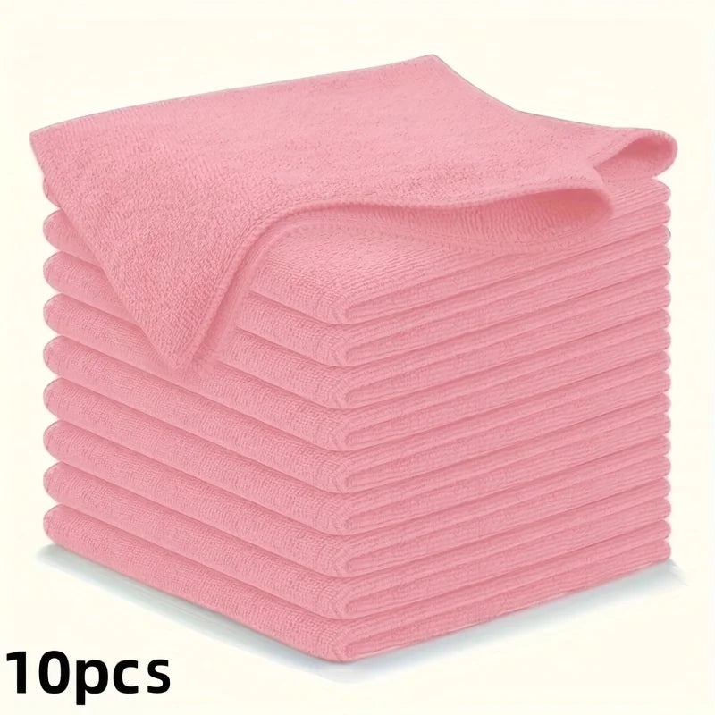 5-50Pcs Light Pink Microfiber Kitchen Towels Super Absorbent Soft Durable Cleaning Cloths Glass Countertops Pans Bowls Faucets