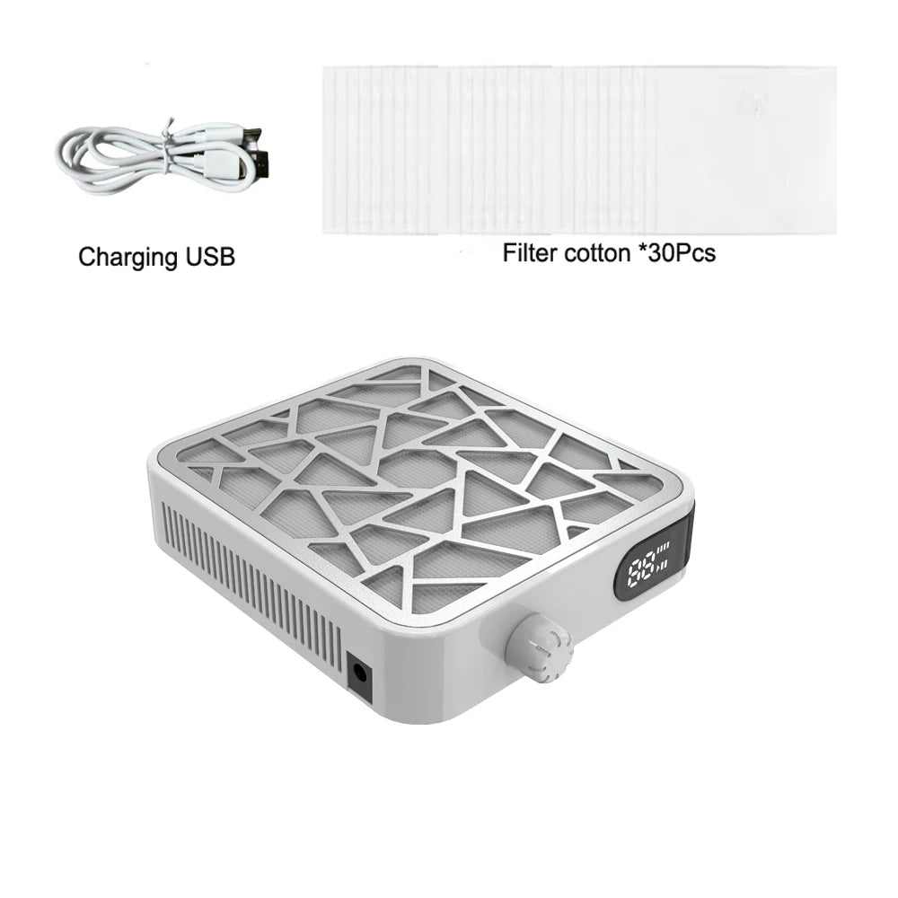 Mini Brushless Turbo Nail Dust Machine HD Display Adjustable Speed Portable Rechargeable Vacuum Cleaner for Manicure Lower Noise