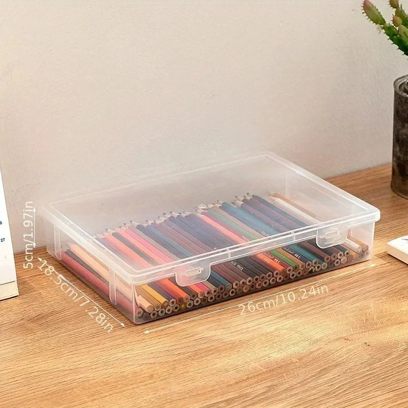 Large Capacity Transparent Pencil CasePlastic Stationery Storage Box for Notebook Sketch Marker Colored Pencils