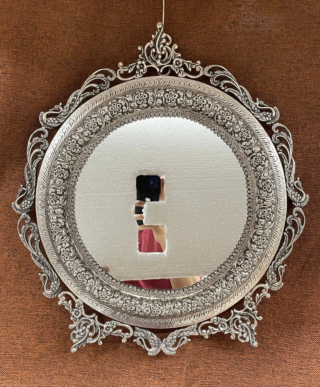 New Arrival Latest Design Durable Handmade Silver Plated Antique Round Wall 19 Inch Mirror for Home Decoration