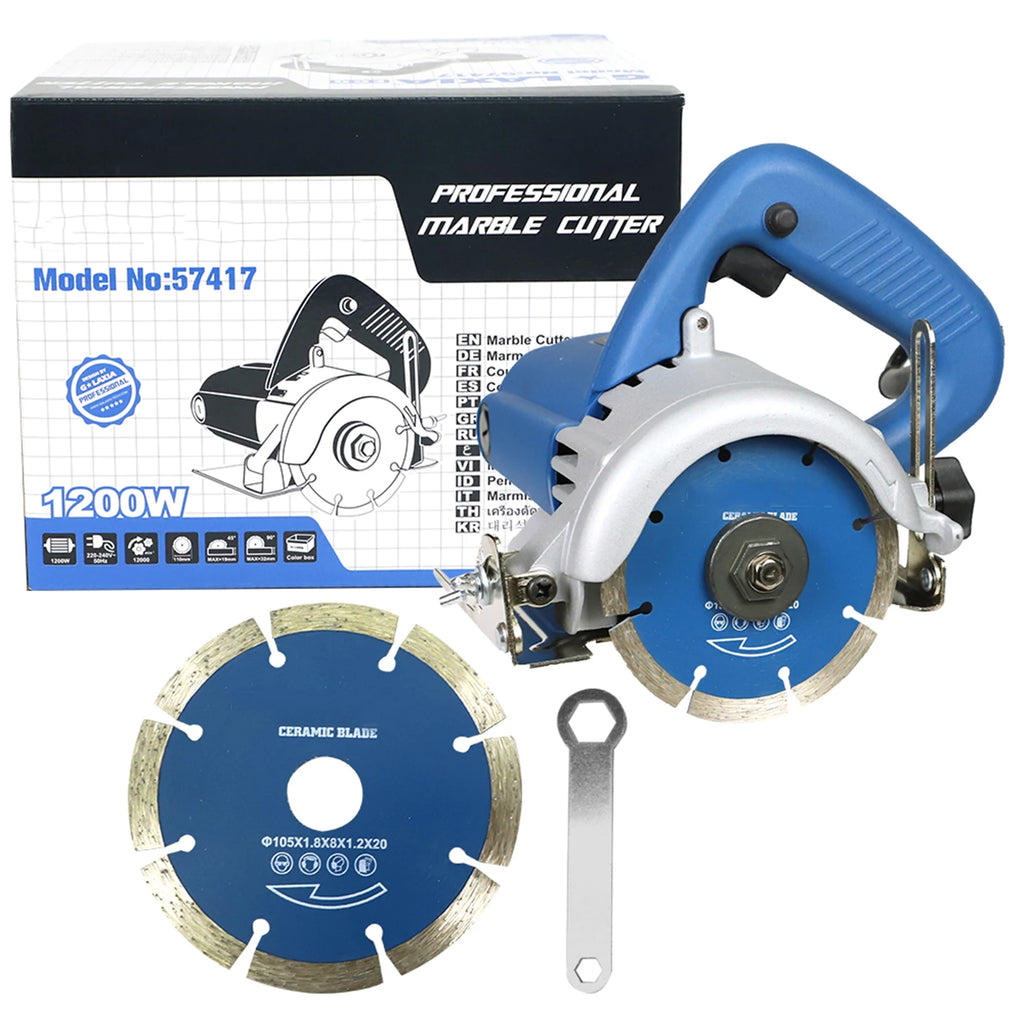1200W Marble Tile Cutting Machine Cutter Ceramic Tile Saw Power Tile Masonry Saw 0-45 Degree Bevel Cutting 0-32 Depth Adjusting
