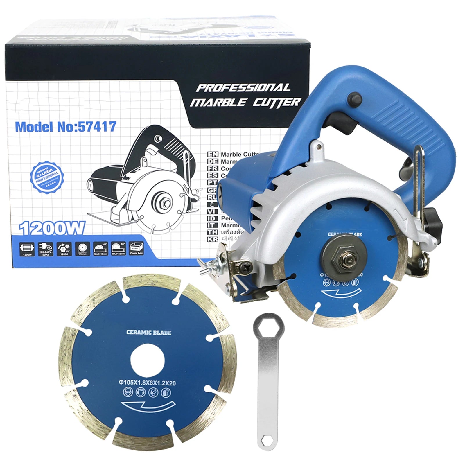 1200W Marble Tile Cutting Machine Cutter Ceramic Tile Saw Power Tile Masonry Saw 0-45 Degree Bevel Cutting 0-32 Depth Adjusting