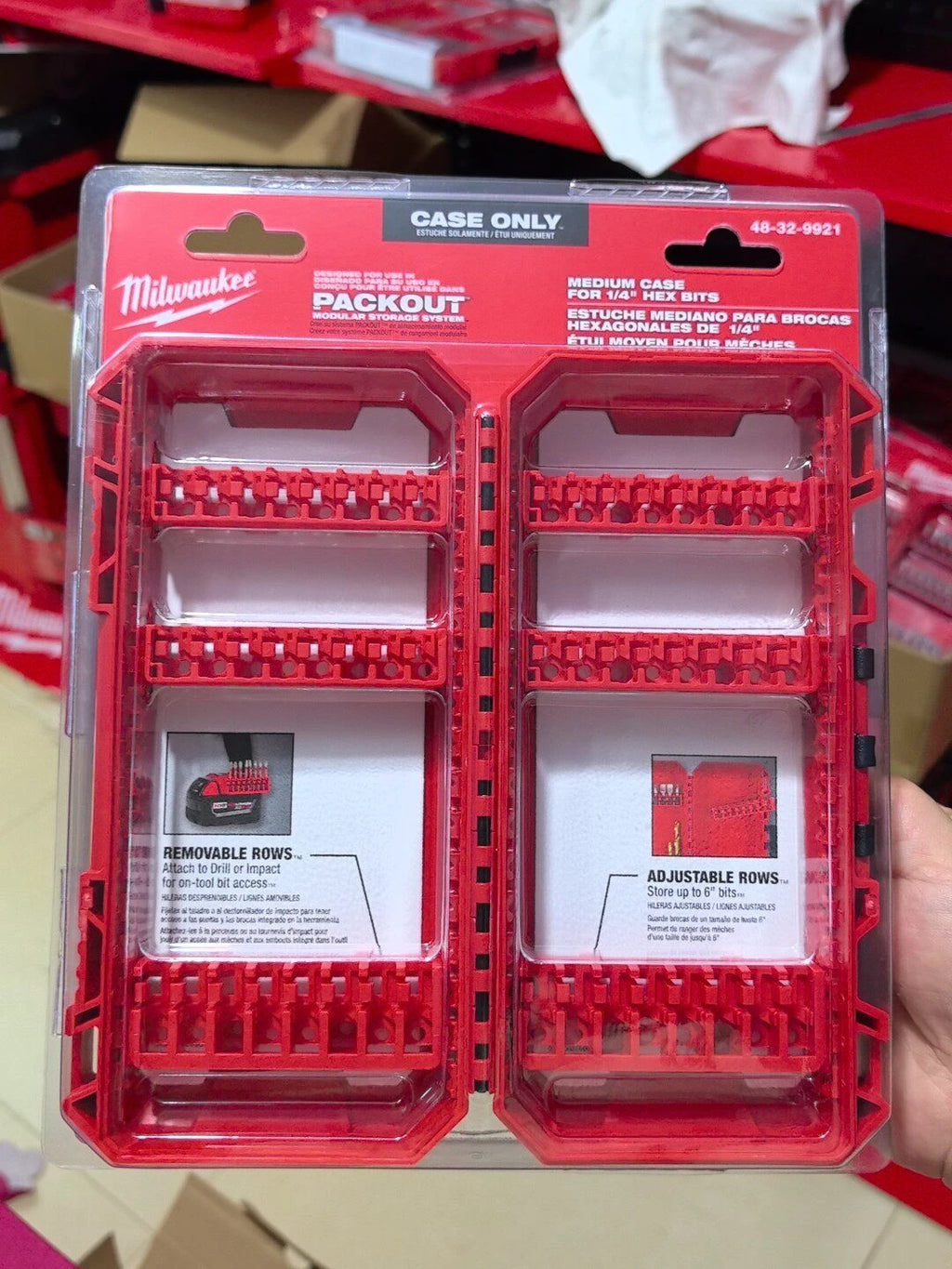 Milwaukee 48-32-9921 PACKOUT Medium Case 1/4" Hex Bit Storage Box Electrician Tool Organizer Power Tool Accessories