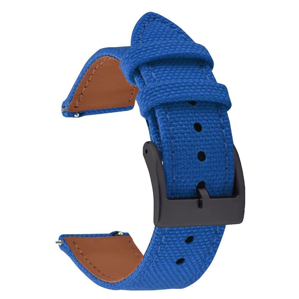 18mm 20mm 22mm Nylon Watch Strap Two-Sided Leather and Sailcloth Watch bands Quick Release Wristbands Sport Belt for Men Women