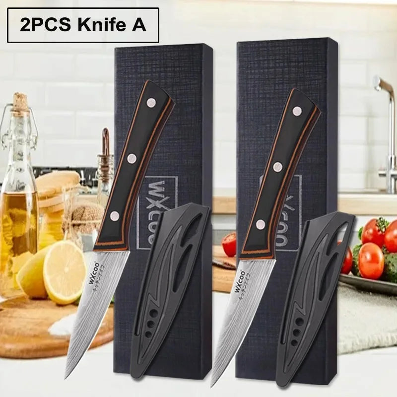 WXCOO 1PCS 7inch Japanese Knife Professional Kitchen Chef Knife for Cooking Kitchen Stainless Steel Santoku Knives Wood Handle