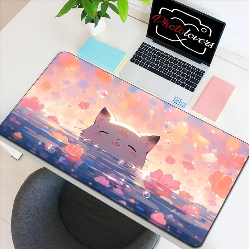 Anime Xxl Mouse Pad Gaming Accessories Cartoon Cat Keyboard Mousepad Gamer Desk Mat Cute Computer Offices Pc Cabinet Kawaii Mice