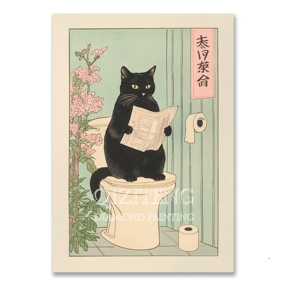 Cat in Bathtub Diamond Painting Retro Animal Picture Full Diamond Mosaic Embroidery Cross Stitch Kits Home Decor New Arrivals