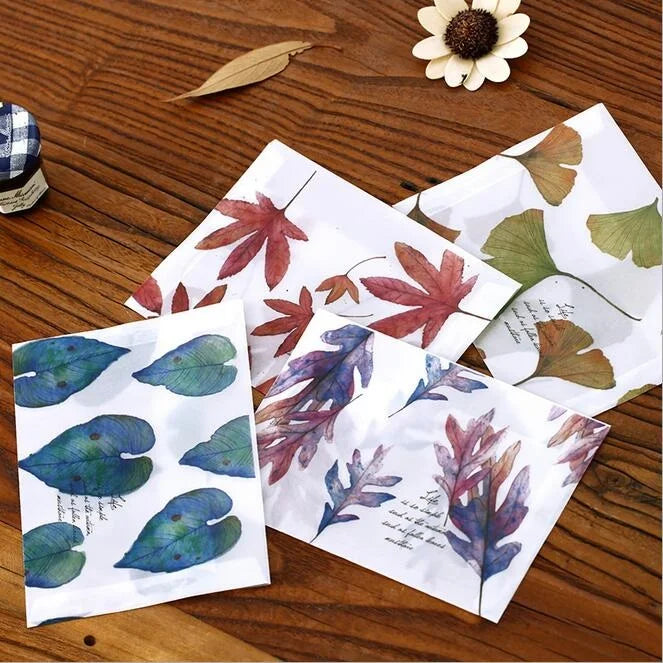 20pcs/lot 16*11cm sulfuric acid paper envelope leaves pattern transparent window envelope for greeting cards cover