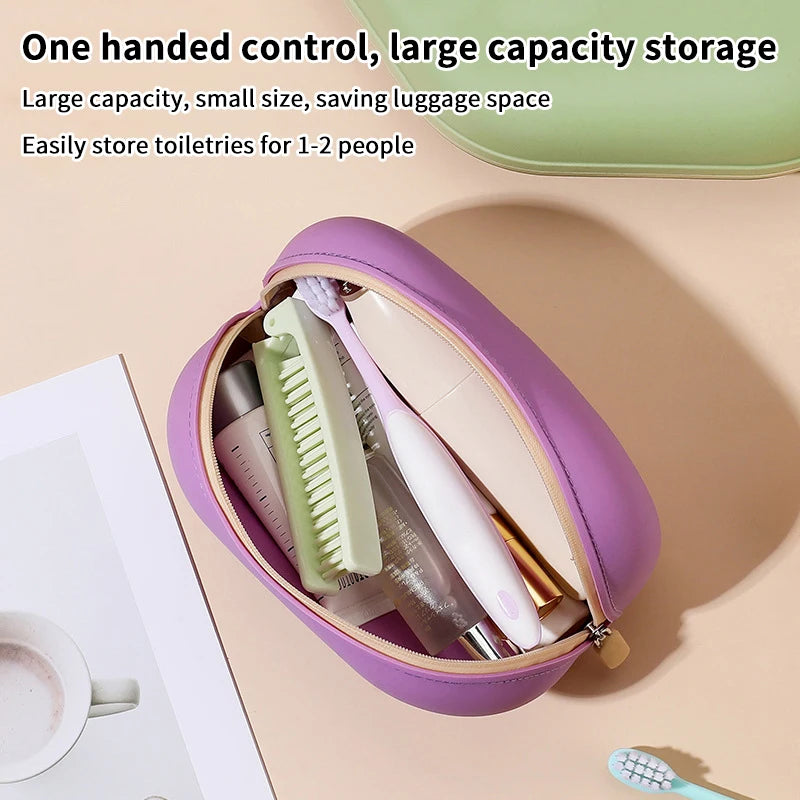 Portable Large Capacity Silicone Cosmetic Bag Waterproof Soft Moisture-proof Storage Wash Bag For Home Travel