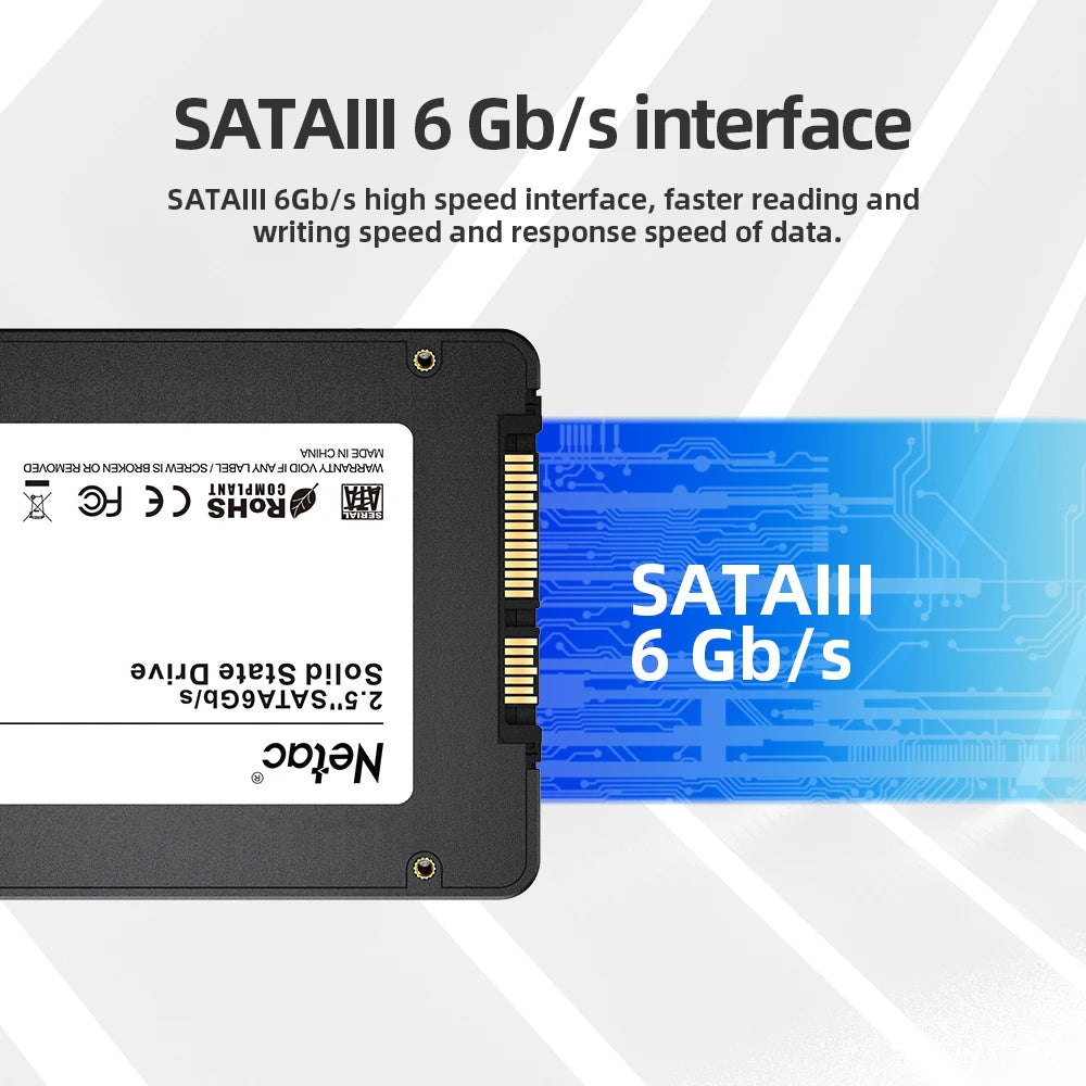 Netac SATA SSD Hard Drive 128GB 256GB 512GB 1TB 2TB SATA3 2.5Inch Disks Laptop Internal Hard Drive HDD Hard Disk for PC Laptop