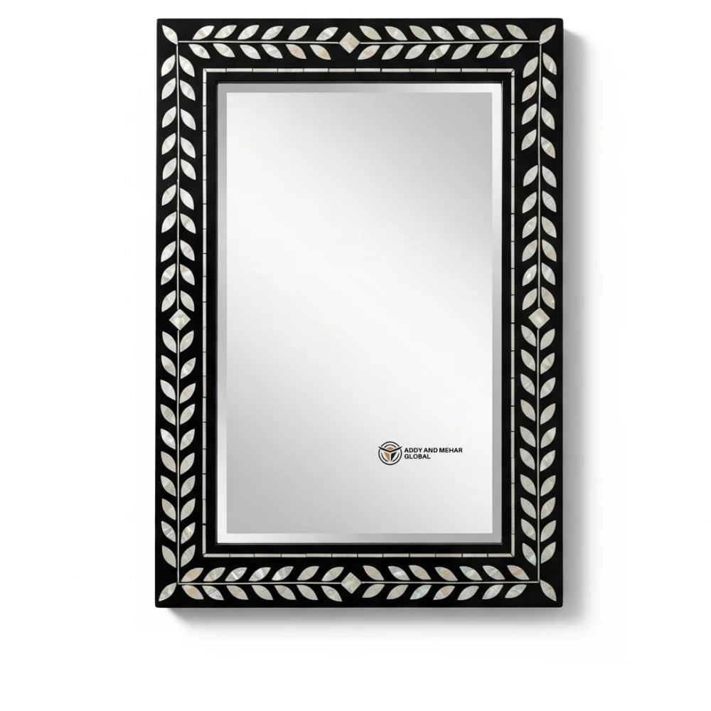 Luxury Square MDF Eco-Friendly 5.0mm Thick Wall Mirror Handmade Art Deco Decorative Black Geometric Frame Wedding Addy Mehar