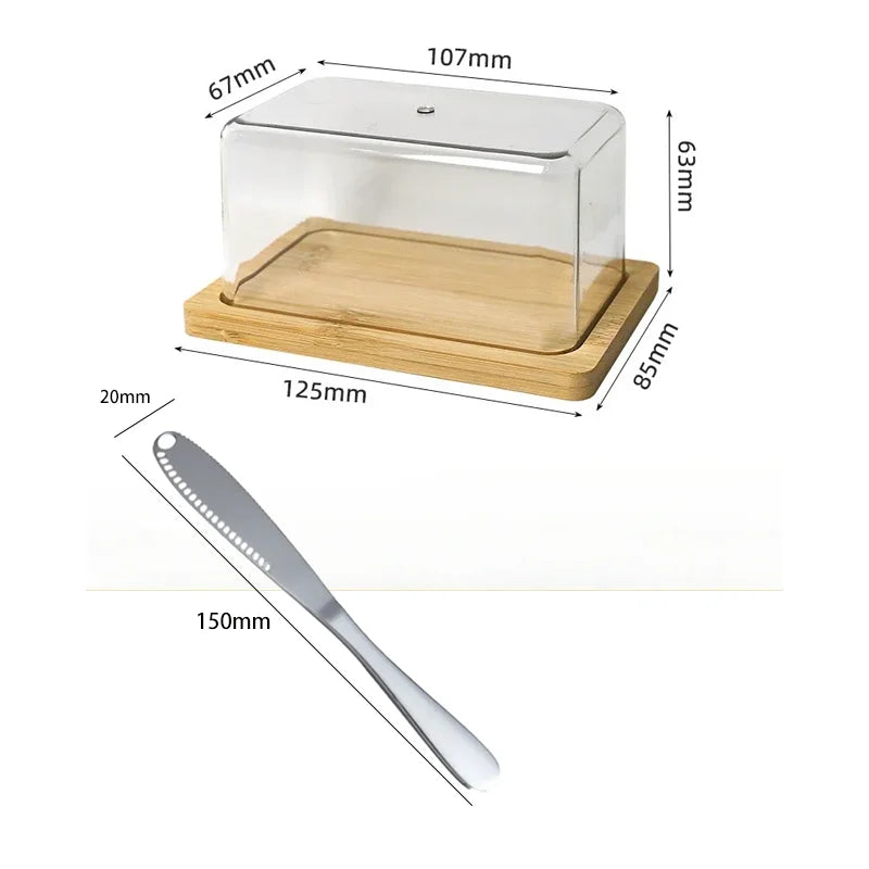 Butter Dish Butter Knife with Transparent Acrylic Cover Kitchen Butter Storage Container Box Butter Tableware Kitchen Supplies