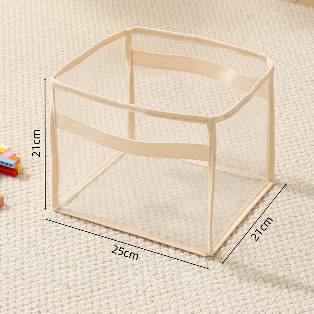 New PVC Doll Storage Basket Transparent Large-capacity Organizer Space Saving with Handle Storage Bucket Household Use