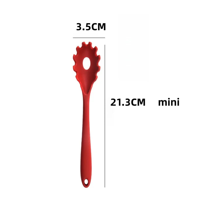 Silicone Pasta Noodle Colander Long Handle Spaghetti Spoon Noodle Scoop Colander Slot Spoon Nylon Drain Strainer Kitchen Gadget