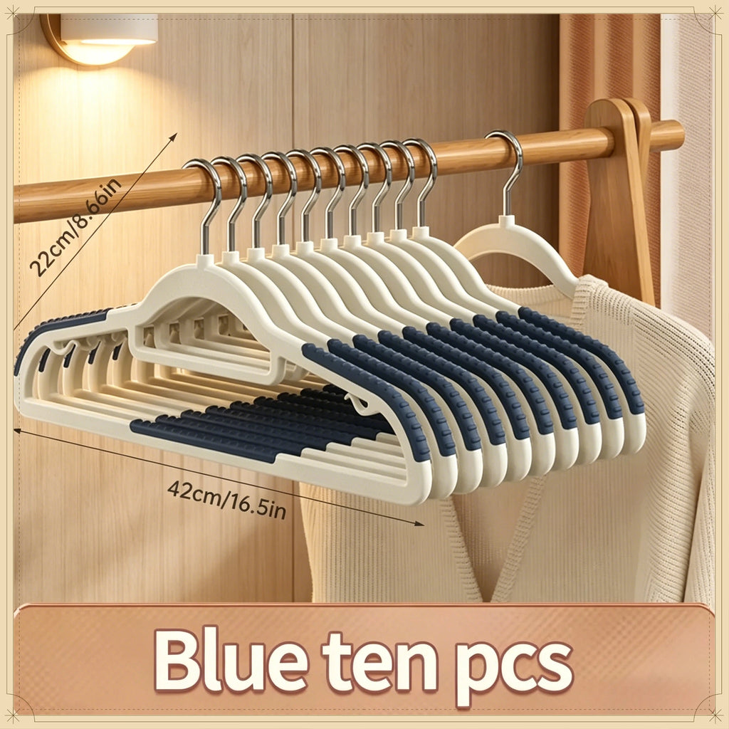 10-piece home clothes hanger set, double hook anti-slip design, reusable, for drying clothes, wet clothes, and wardrobe storage