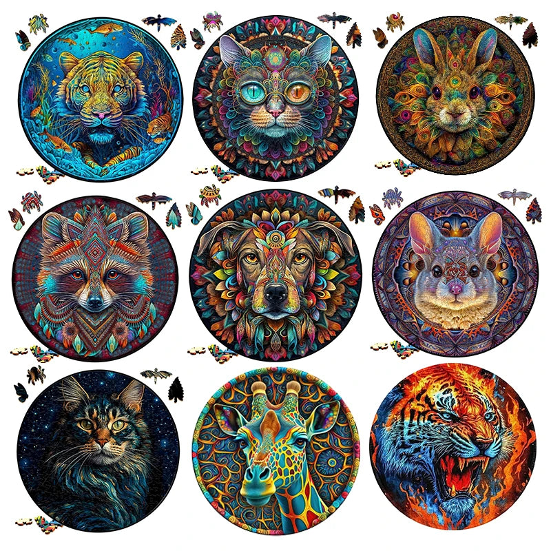 Mysterious 3D Wooden Puzzles Lion Unique Animals Shape DIY Educational Toys Gifts Wooden Jigsaw Puzzle Games For Kids Adults