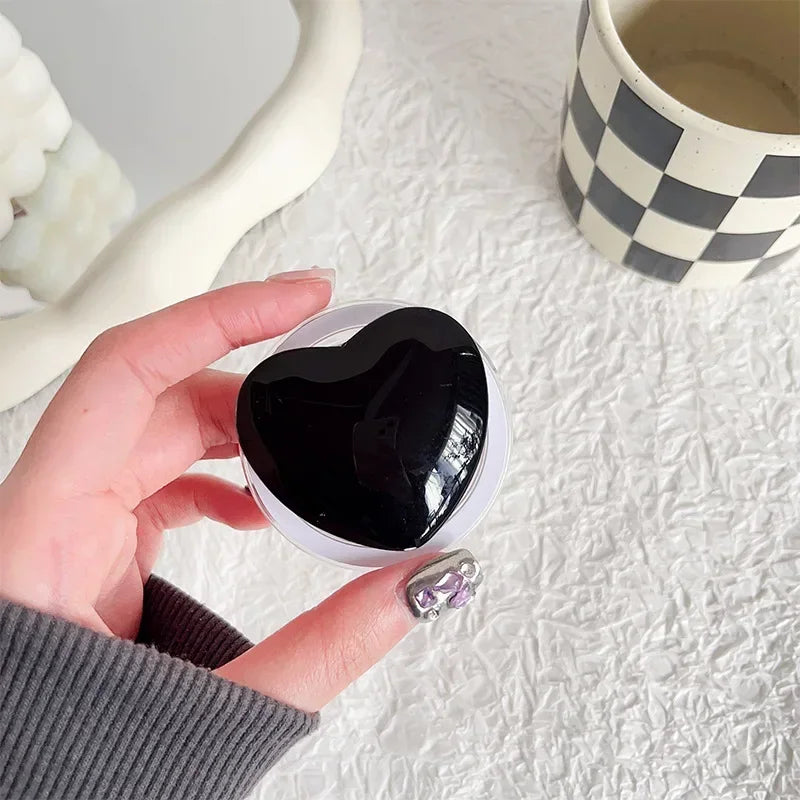 Korean Y2K Pink Glass Love Heart Magnetic Holder Phone Grip Tok Detachable Bracket for Magsafe Universal Smart Tok for IPhone