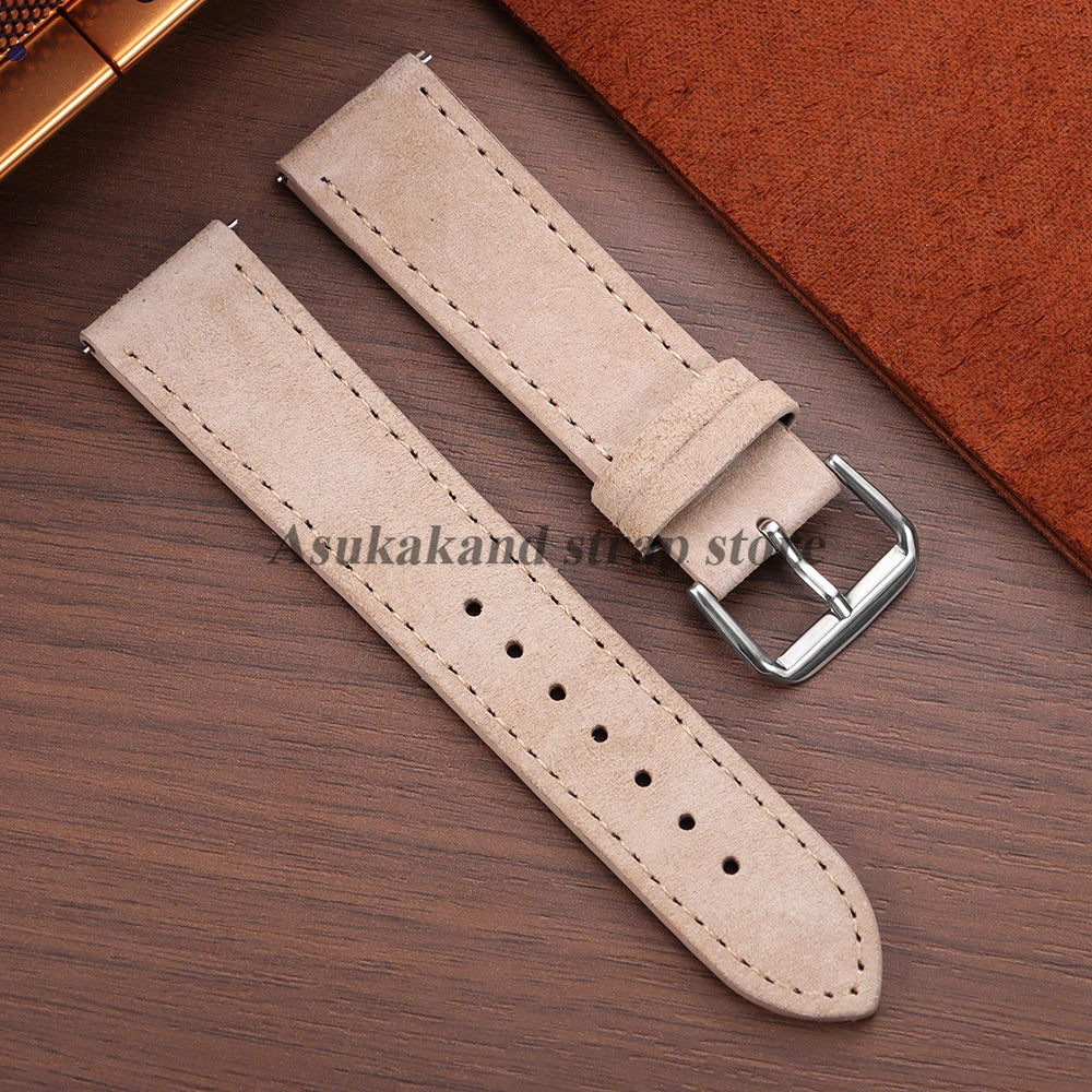 Vintage Suede Leather Watch Band Cowhide Bracelet 18mm 19mm 20mm 22mm For Omega For Seiko for Huawei Watch Sport Watch Strap
