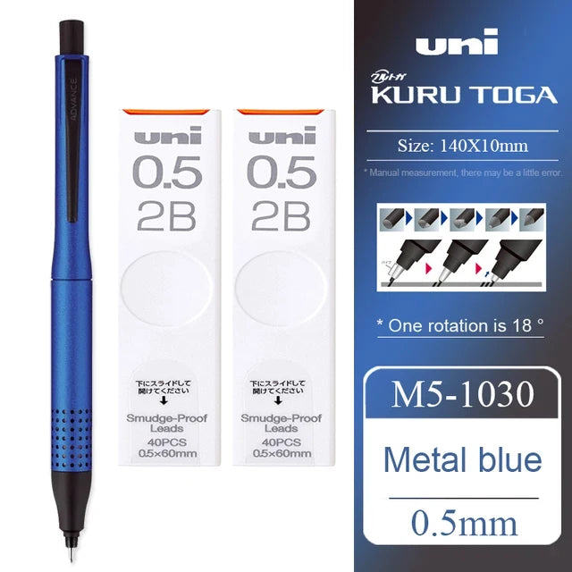 UNI ADVANCE Mechanical Pencil M5-1030 Metal Rod Low Center Gravity Kuru Toga Automatic Rotating Drawing Pencil 0.5mm Stationery