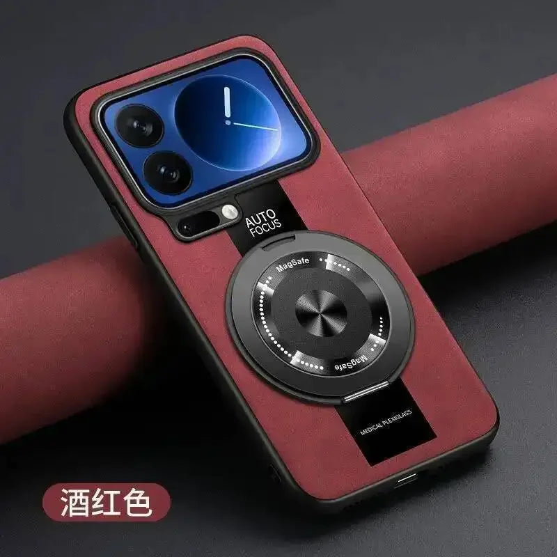 Case For Xiaomi 17 Pro Max 360 Rotating Magnetic Holder Luxury Silicone Sheepskin Leather Back  For Mi17 Xiaomi 17Pro Max Cover