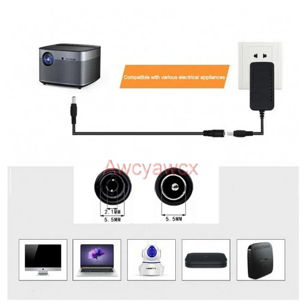 5M 12V DC Power Supply Cable Extension Cord Female to Male Plug 5.5mm 2.1mm Adapter 24V 9V 6V 5V CCTV LED Light solar energy fan
