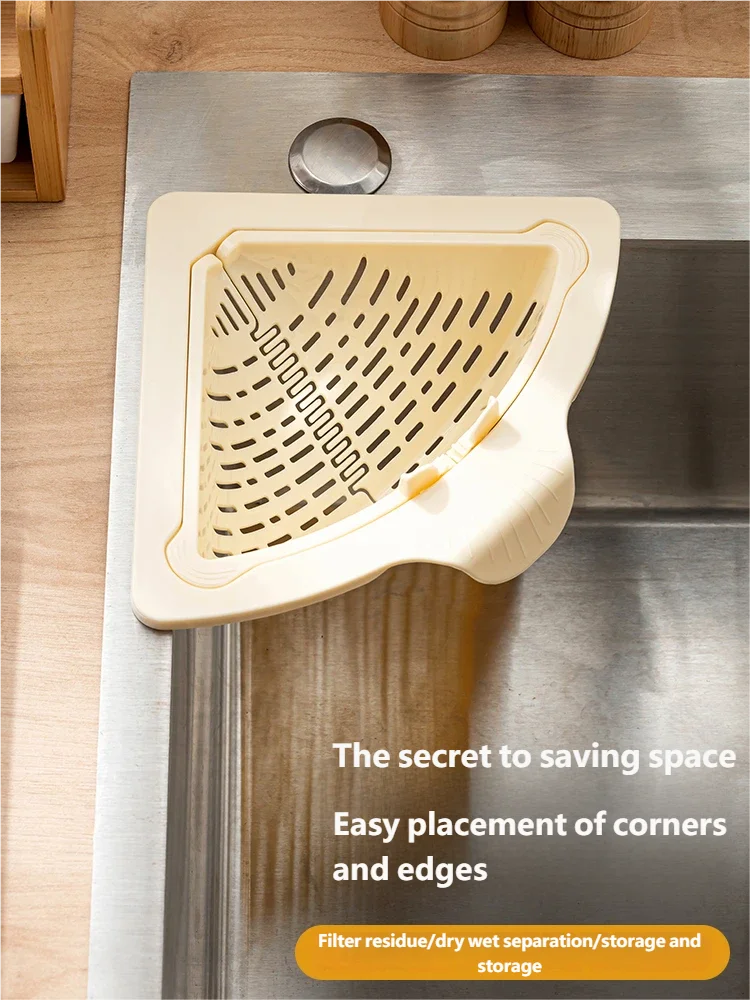 Storage Container Capacity Suction Cup Kitchen Sink Strainer Basket with Simple Installation Corner Sink Trash for Kitchen