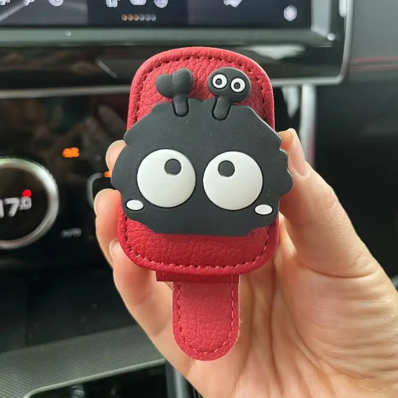 Magnetic Car Sun Visor Glasses Clip - Cute Coal Elf Design, Strong Magnetic Holder for Fashion Glasses, Car Interior Accessories