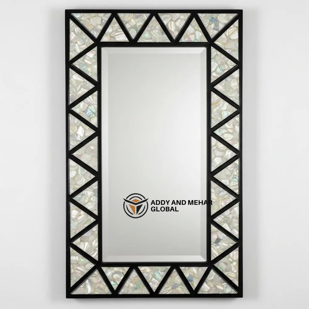 Luxury Square MDF Inlay Wedding Art Deco Eco-Friendly Handmade Wall Mirror 5.0mm Thick Black Geometric Frame