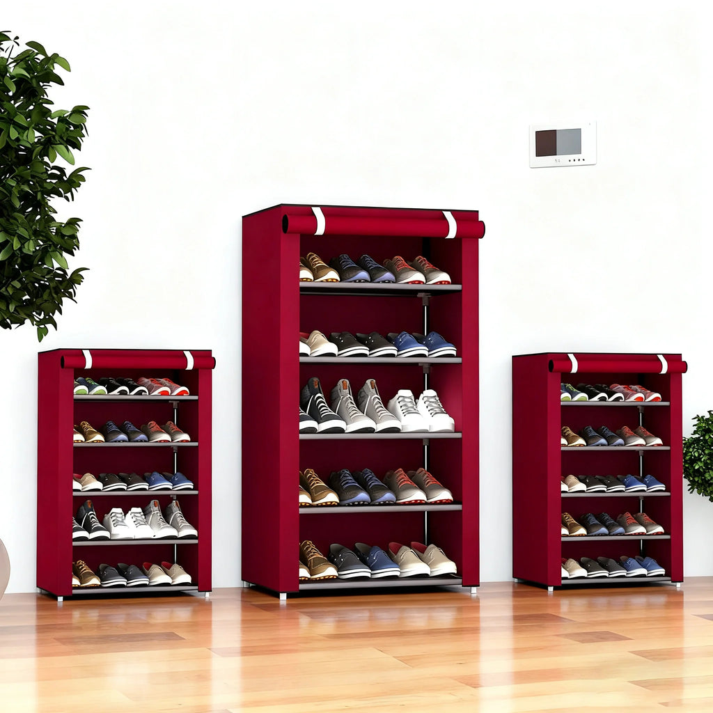 6-10 Tier Burgundy Heavy-Duty Shoe Cabinet with Lid - Easy to Assemble, Vertical Shoe Rack, Can Accommodate 18-30 Pairs of Shoes, Suitable for Dormitories, Schools, Home Storage, Shoe Storage Organizer, Shoe Rack Organizer, S