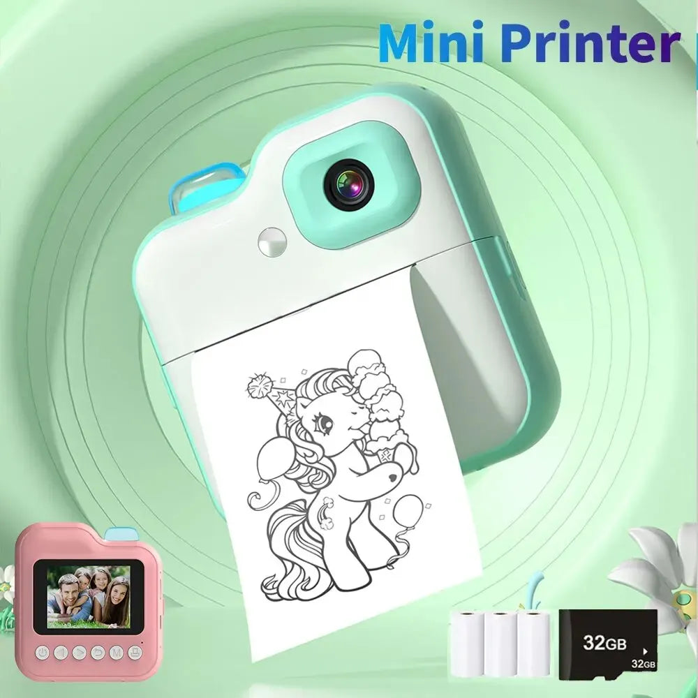 Q6 Instant Printing Camera for Kids Wireless Digital Camera Printing Bluetooth Camera Inkless Photo Lable Print Children Gifts