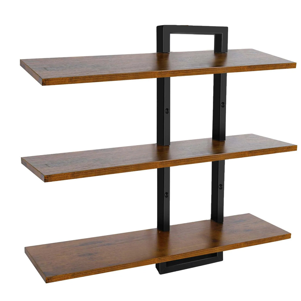 Retro Wooden Wall Shelves 3-tier Floating Shelf for Plants Decor Home Living Room Kitchen Bedroom Wall Mounted Display Rack