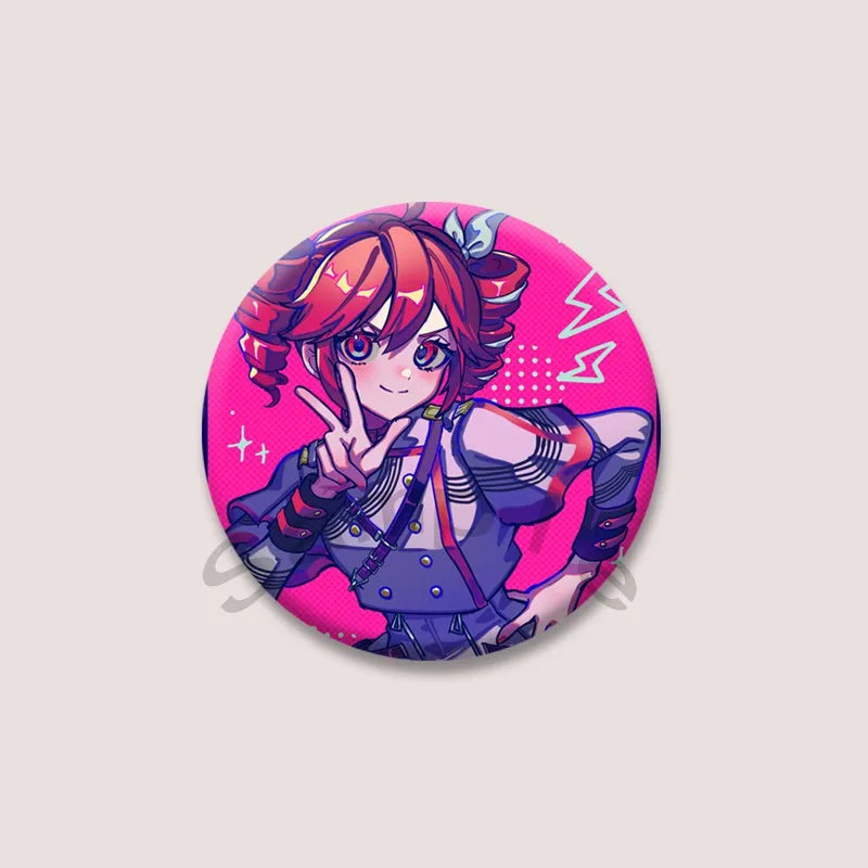 Kasane Teto Badge, Cute UTAU Anime Round Button Pin, Vocaloid Cosplay Brooch for Backpack Clothes, Collectible Gift for Fans