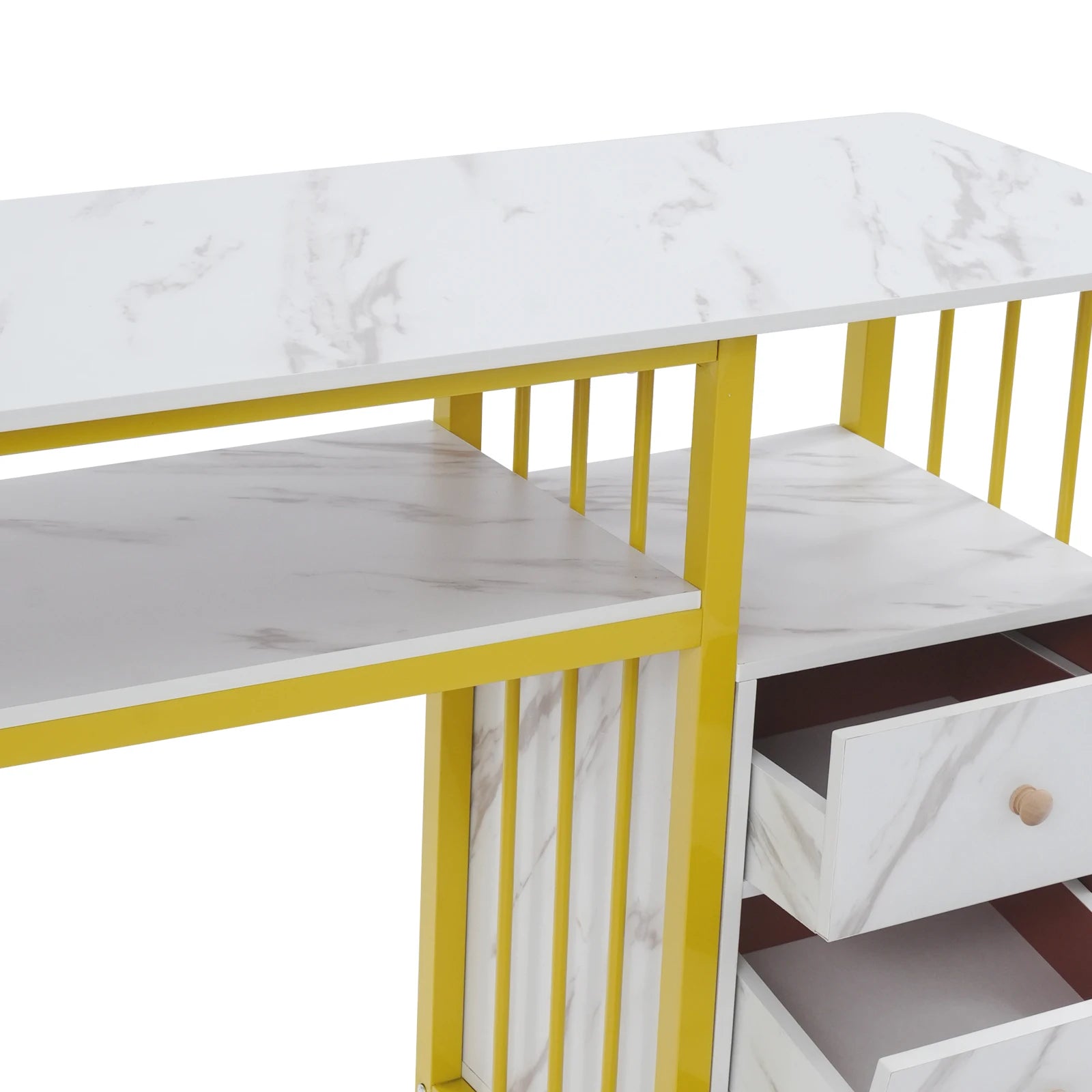 Nail Desk Marbling Texture Manicure Desk with 3 Drawers for living rooms, offices, nail salons, beauty salons, etc.