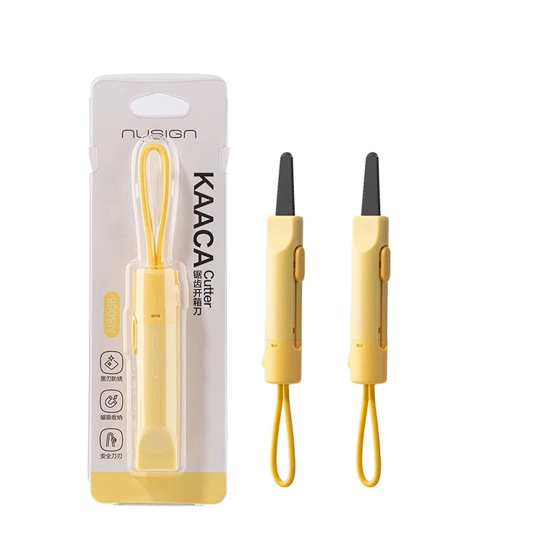 Deli Nusign Mini Portable Magnetic Retractable Utility Knife Thickened Black Blade Keychain Design for carton and Carddboard