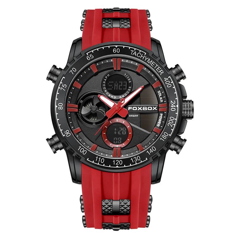 FOXBOX Men Luxury Watches Dual Display Watches Waterproof Mens Sport Wrist Watch Man Military Clock Male Stopwatch Reloj Hombre