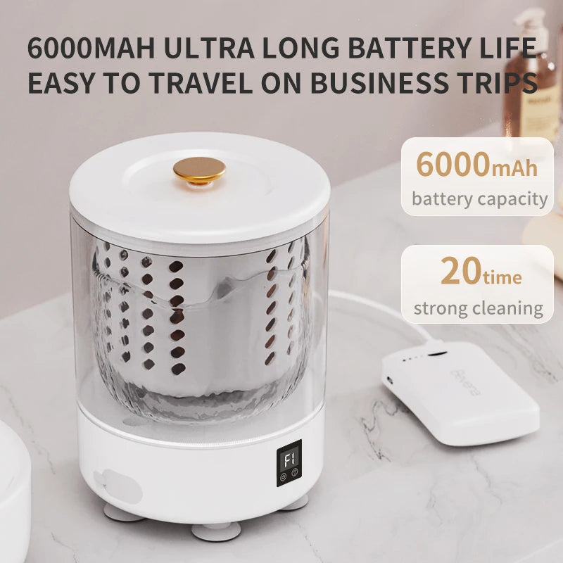 Portable Mini Washing Machine with USB Power and Battery 3L 3-liter 2-in-1 Washer-dryer for Underwear Socks Clothes Cleaning