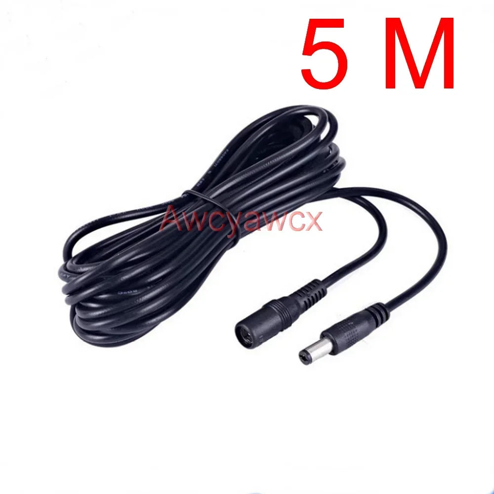 5M 12V DC Power Supply Cable Extension Cord Female to Male Plug 5.5mm 2.1mm Adapter 24V 9V 6V 5V CCTV LED Light solar energy fan