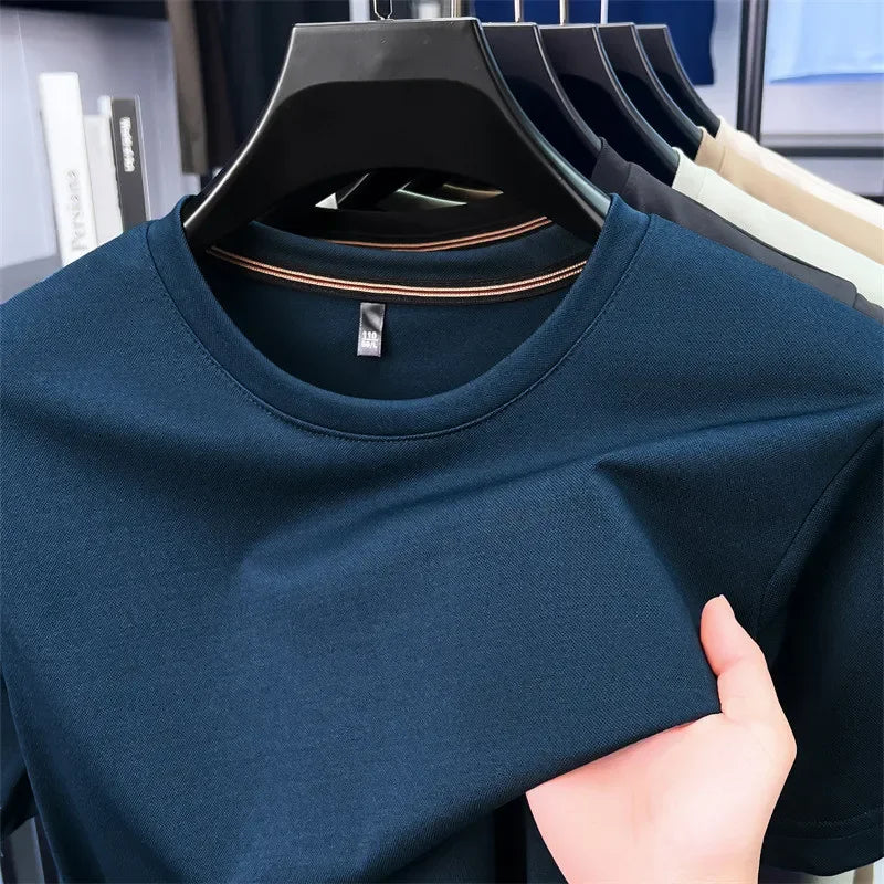 2025 New Men's Korean Casual Short Sleeved Round Neck T-shirt Summer Fashionable and Comfortable Versatile Top